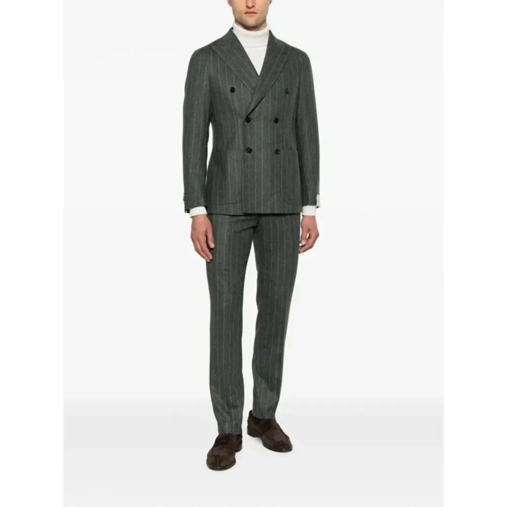 Caruso Men Double-Breasted Pinstriped Suit